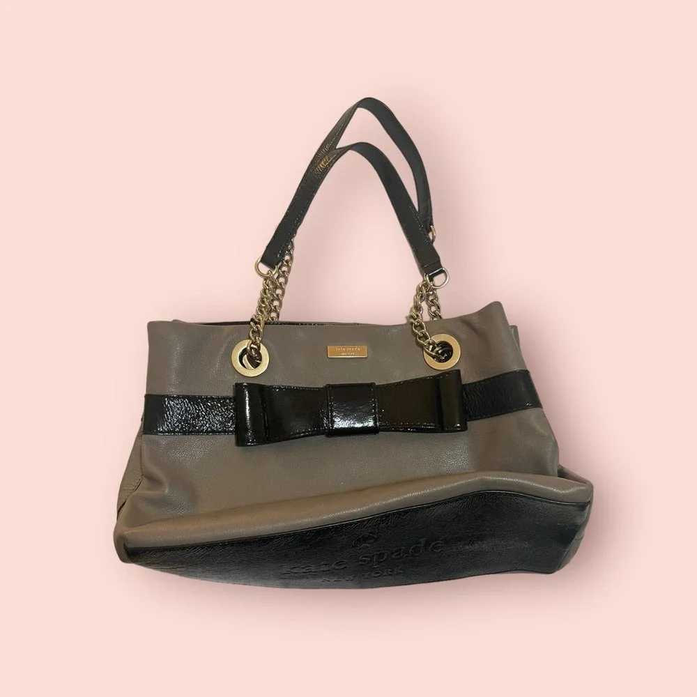 Kate Spade Bohochic  Elena Gray Black W/ Bowtie‎ Bag Vintage Purse